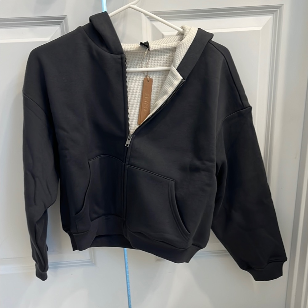 COPY - Black Zip-Up Hoodie with Cream Lining